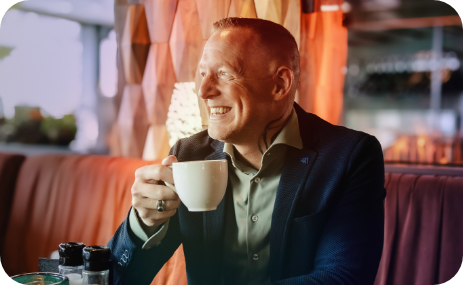 Djim met koffie